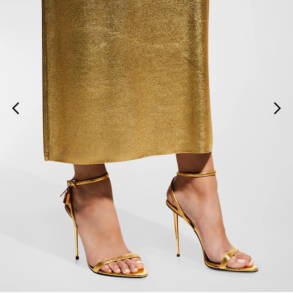 Tom Ford Lock Metallic Stiletto Sandale. Never wore. New with Box, bust bag.